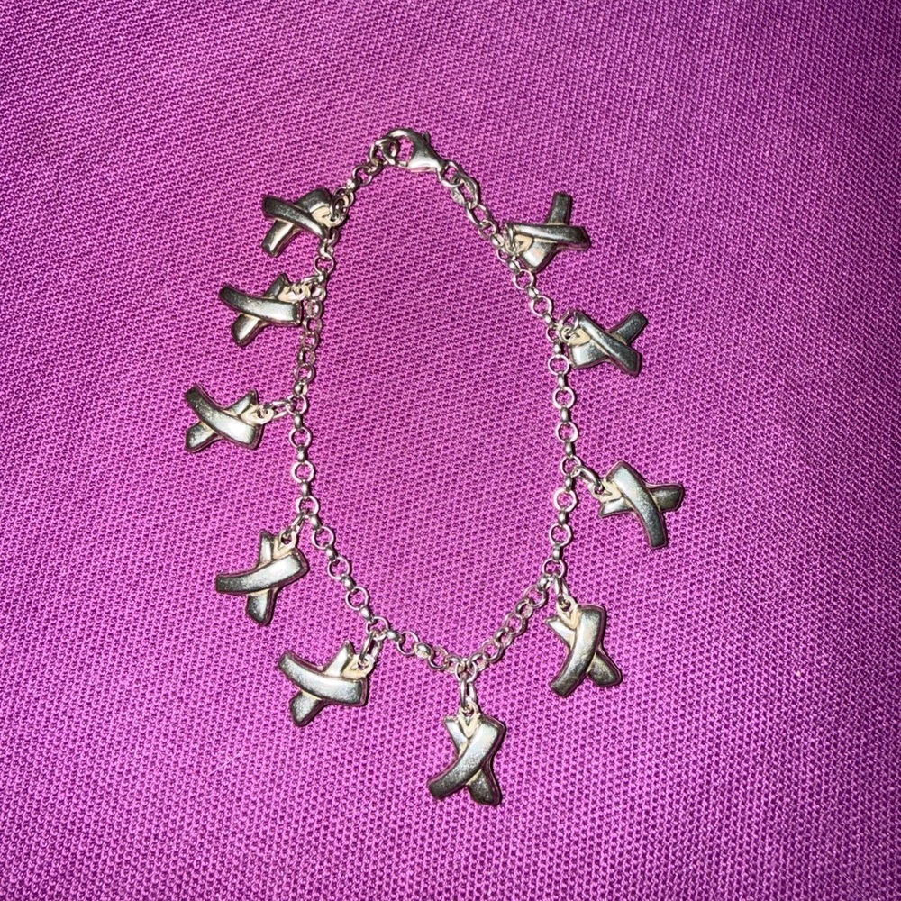 925 Sterling Silver X Charm Bracelet Modern Minimalist Link Chain Jewelry 8 gram